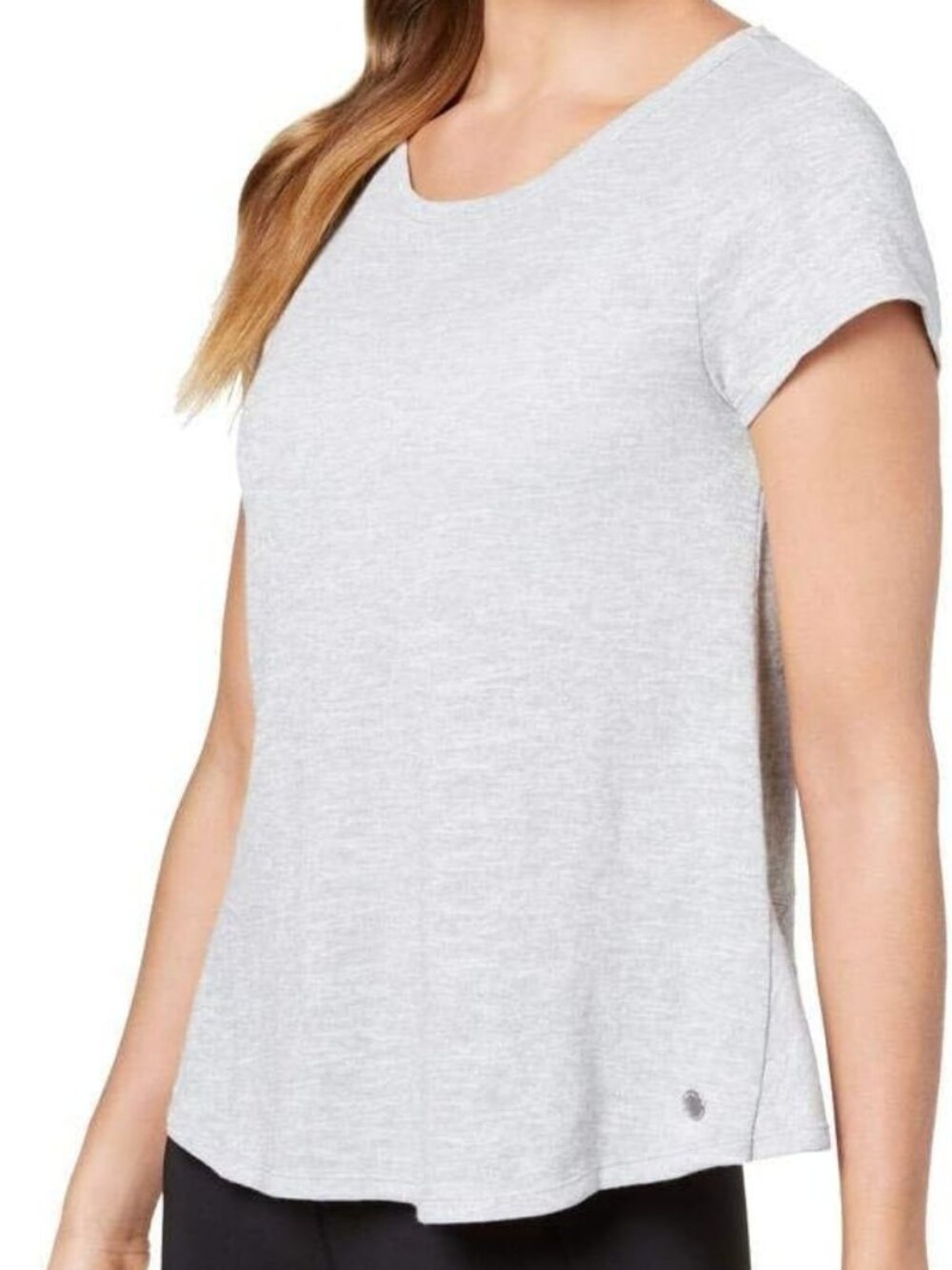 Calvin Klein Gray Knit Top With Back Ruffle XL